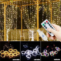 Luces De Cortina LED Con USB Y Control Remoto De 8 Modos Para Bodas Casas Fiestas Pared Ventanas Jardín Navidad Decoraciones - details 8