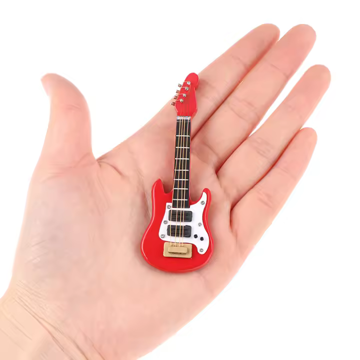 Guitarra Eléctrica De Miniatura Para Muñecas 1:12 Con Música Juguete Musical Decorativo Para Hogar De Muñecas Para Niños - 1