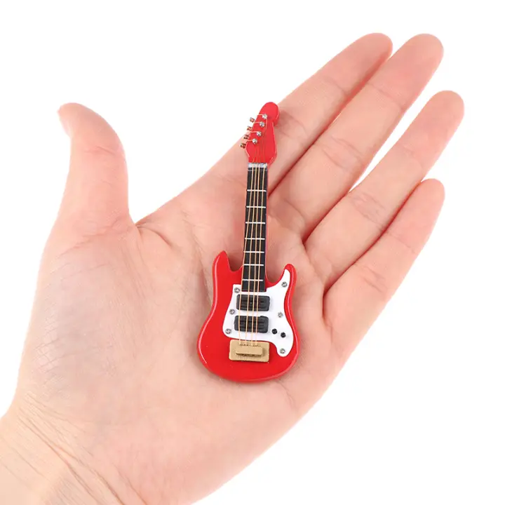 Guitarra Eléctrica De Miniatura Para Muñecas 1:12 Con Música Juguete Musical Decorativo Para Hogar De Muñecas Para Niños - 1