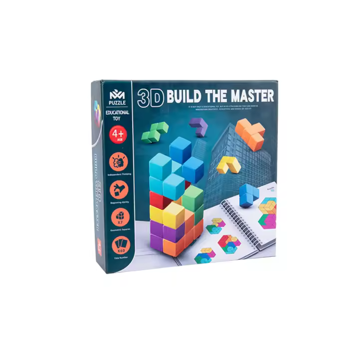 Cubo De Rubik 3D De Madera Para Niños Juguete De Construcción Creativo Bloques De Puzzle Juego De Entrenamiento Mental Adecuado Para Edades 3-12 - 1