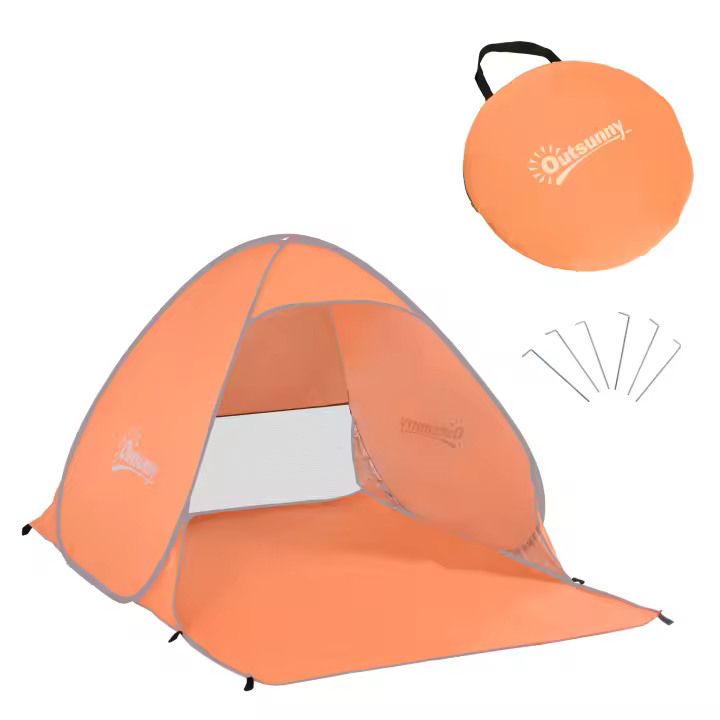 Outsunny Tienda de Playa para 1-2 Personas Pop-Up Instantánea y Portátil con Ventanas Tipo Refugio para Playa Picnic y Camping con Protección Solar UV 200x150x119 cm - 1