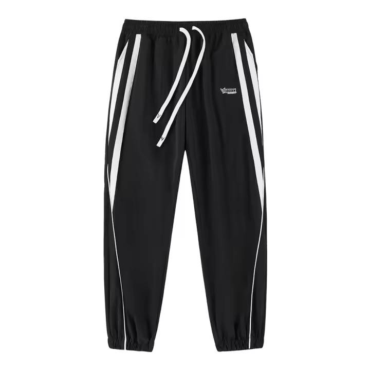 Lightweight Sweatpants for Men Casual Long Trousers with Elastic Waistband And Two Pockets Stripes Design Midweight Polyester Ankle-Length Pants - 1
