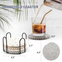 Juego De 8 Cojines Para Vajilla Absorbentes De Tela Tejida Con Porta-Vajilla Estilo Rústico Para Té Y Café - details 2