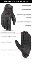Guantes De Motociclista Retro De Verano Para Hombres Y Mujeres En Cuero Perforado Con Dedos Complejos Para Motocross Equipamiento De Moto M-XXL - details 9