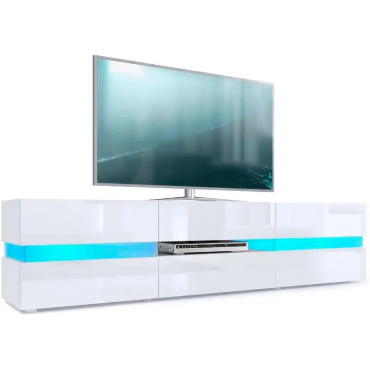Mueble de TV moderno Nyana Home | Diseño elegante con iluminación LED | Amplio almacenamiento con 2 puertas y 1 cajón | Sistema Push-to-Open | Medidas: 177x45x39 cm - 1