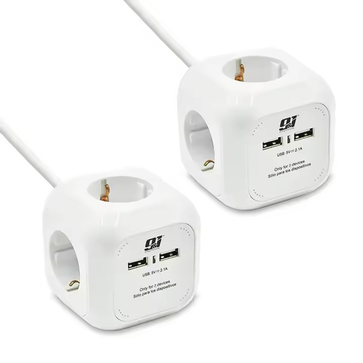 ORION91 CUBO con 4 enchufes + cargador rápido con 2 USB Cable 1,4m Base Cube - ORION91 - 1