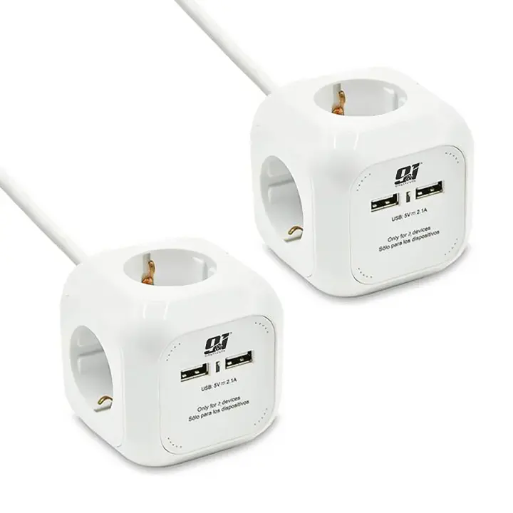 ORION91 CUBO con 4 enchufes + cargador rápido con 2 USB Cable 1,4m Base Cube - ORION91 - 1