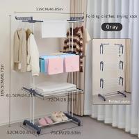 24 Barras de Secado y 14 Ganchos para Ropa de Cama, Ropa, Gris, Secadoras - details 2
