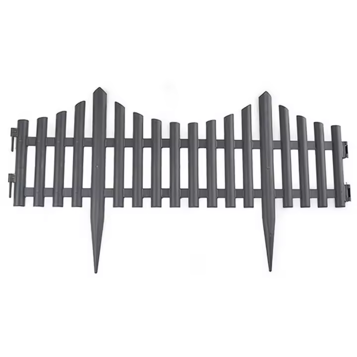 Tradineur - Valla de plástico decorativa de jardín - Borde para cespéd, plantas, flores, decoración de exterior - N.º 5 - 32,5 x 60 x 0,7 cm - Color Gris Oscuro - 1