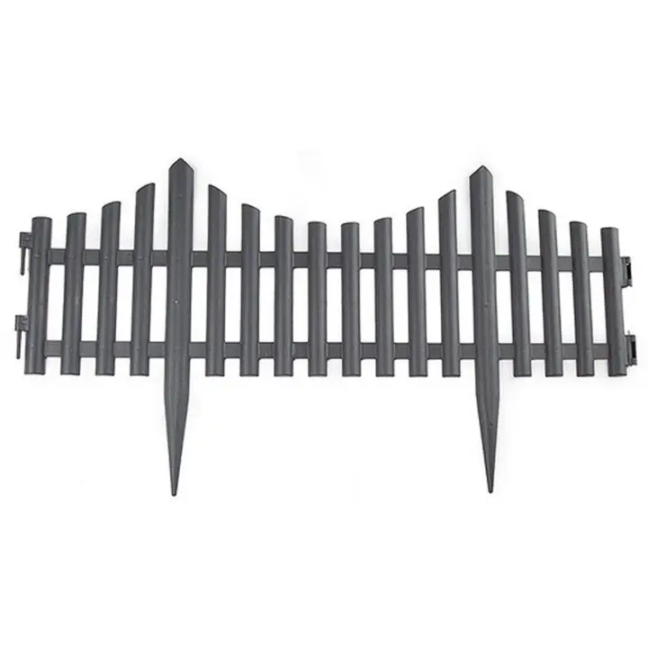 Tradineur - Valla de plástico decorativa de jardín - Borde para cespéd, plantas, flores, decoración de exterior - N.º 5 - 32,5 x 60 x 0,7 cm - Color Gris Oscuro - 1