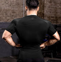 Camiseta De Compresión Corta Con Gráficos Para Hombres Camiseta Deportiva De Secado Rápido Para Gimnasio Y Correr Top De Verano Camiseta Básica De Deporte - details 7