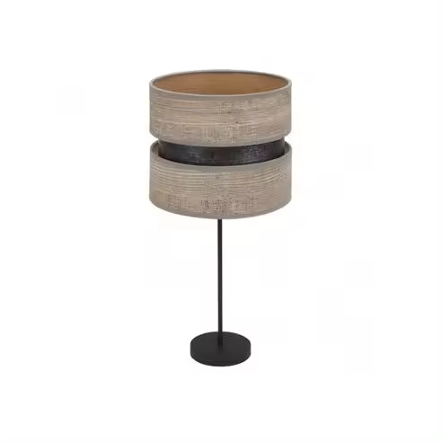 FABRILAMP Lámpara de Mesa Sobremesa Alto Colet 1xe27 Negro/Madera Gris 61x30x30 Cm - Diseño Elegante - 1