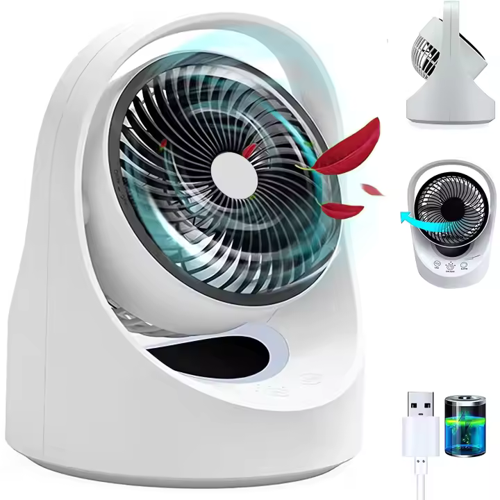 Memories Ventilador Mesa Silencioso, Ventilador Silencioso para Dormir, Ventilador Mesa Oscilante, Portátil Batería USB Luz Nocturna Dormitorio Escritorio Potente bajo Consumo Sobremesa,(blanco) - 1