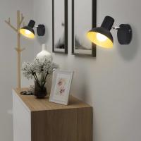 vidaXL Lámparas de pared para 2 bombillas E27 negra dorada 2 unidades - details 1