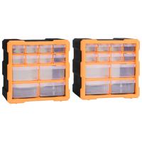 vidaXL 2x Organizadores Multicajones con 12 Cajones 52x16x37,5 cm Caja Armario Color Naranja y negro,  Gris, y mas - details 0