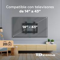 Soporte de TV pared inclinable de bajo perfil para pantallas de 14 a 43 pulgadas. VESA máximo de 200 x 200 mm - TD Systems P20X25T22 - details 1