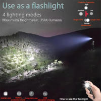 Linterna Frontal LED Potente Y Super Brillante Recargable USB Impermeable Con Batería 18650 Para Escalada Y Actividades Al Aire Libre - details 1