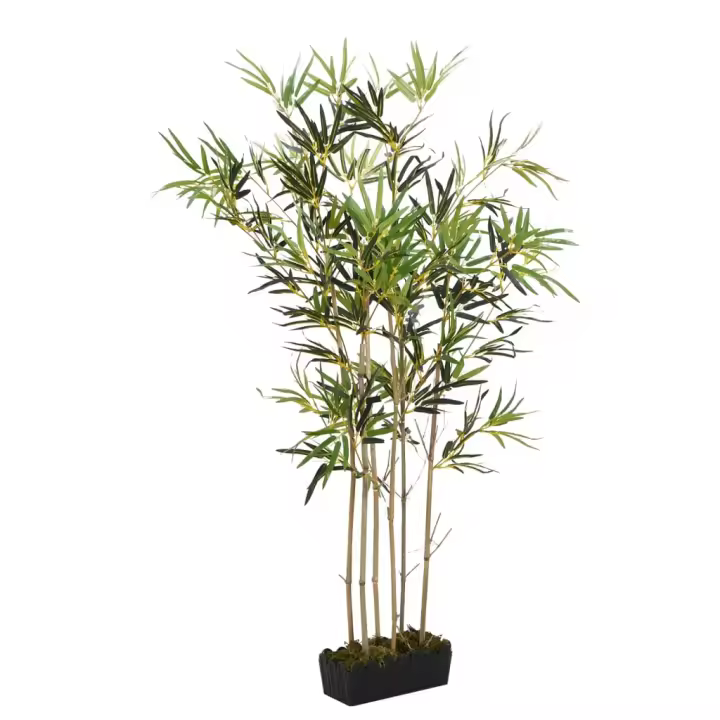 vidaXL Árbol de bambú artificial con 1288 hojas verde 180 cm - 1