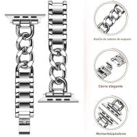 Cadena De Denim Para Muñeca De Metal Compatible Con Apple Watch Para Hombres Y Mujeres Reemplazo De Correa De 21cm - details 1