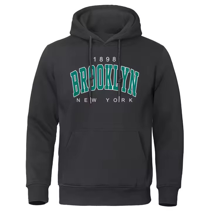 Sudadera Con Capucha Hombre Brooklyn New York 1898 Estampado Creativo Moda Oversize Cierre Sin Capucha Estilo Casual Para Todas Las Estaciones - 1