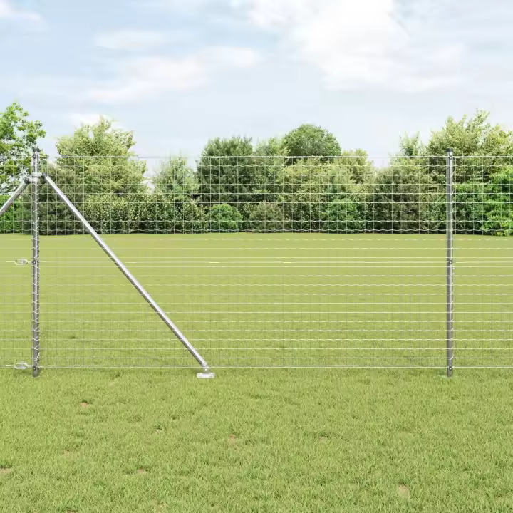 vidaXL Poste de Cerca con Punta 52 pcs Ø32 mm 140 cm Acero Galvanizado - 1