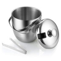 Cubeta De Hielo Aislada De Acero Inoxidable Doble Capa 2.8L Con Tapa Y Piedras De Hielo Para Rociador De Cerveza Vino Refrigerador - details 4