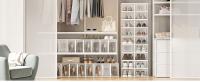 SONGMICS Cajas de Zapatos Plástico, Juego de 12 Organizadores de Almacenamiento, Caja Zapatero Plástico Plegable y Apilable para Zapatillas hasta talla 44, Transparente y Blanco/Transparente y Azul Carbón/Transparente y Verde Laurel - details 0