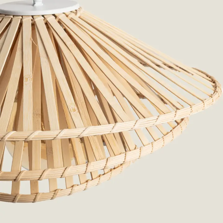LEDKIA LIGHTING - Lámpara de Pie Ailen | Metal y Bambú Natural | Luz Suave y Acogedora | Diseño Boho y Nórdico | Estructura Resistente | Ideal para Salones y Dormitorios, Blanco, Bambú - 1
