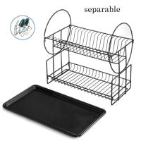 Escurridor de Platos de 2 Capas con Bandeja de Goteo丨Organizador de Cocina Multifuncional丨Soporte para Palillos, Vasos y Vajilla丨Acero al Carbono Antioxidante丨Medidas: 23x36x42 cm丨Gran Capacidad y Eficiencia en Espacios Reducidos丨Color Negro - details 2