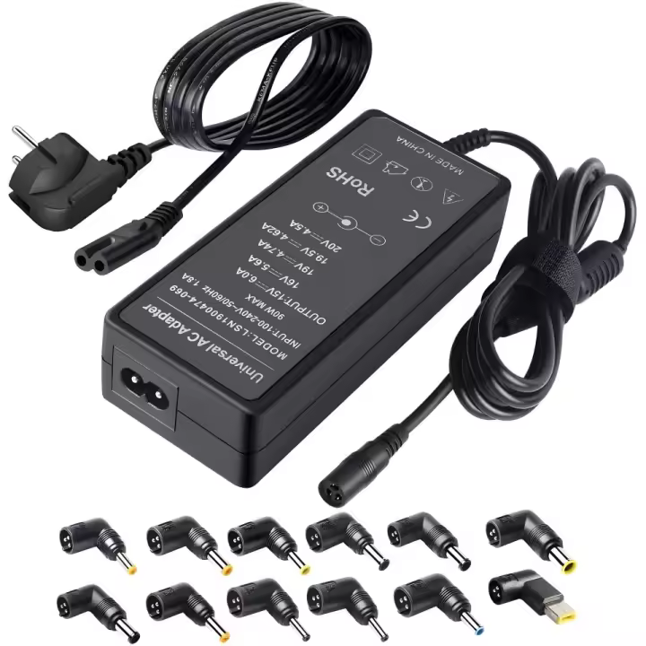 SX CA001 Adaptador Cargador Universal 90W Portátil, Amplia Compatibilidad para HP/ASUS/Toshiba/Sony/Acer/Lenovo/Dell/Leteon/Samsung/NEC, 18.5V 19V 20V, Múltiples Conectores, Carga Rápida y Segura, Ideal para Viajes y Trabajo - 1
