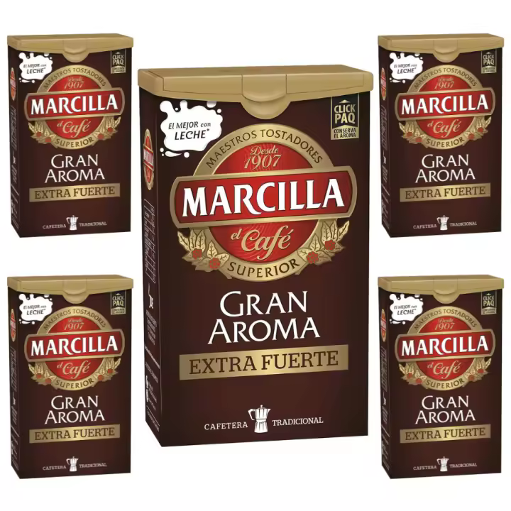 Pack de 5 Café molido Marcilla Gran Aroma Extra Fuerte 250g - 1