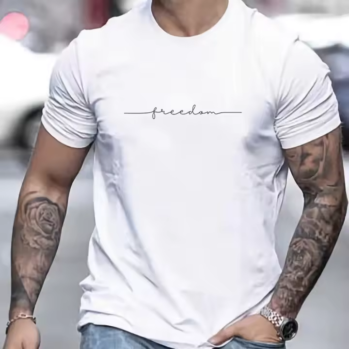 Camiseta De Verano Para Hombre Talla Grande 100% Algodón Estampado De Libre Conformidad Cuello Redondo Manga Corta Casual - 1
