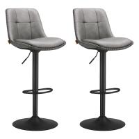 Set de 2 taburetes de bar giratorios y regulables, acolchado, con respaldo y reposapiés, de acero, para cocina y comedor, color negro tinta o marrón caramelo - details 0