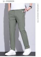Pantalones Casuales Para Hombre De Seda Helada Verano Alta Elasticidad Suave Cómodo Negocios Rectos De Alta Calidad Talla Mediana Color Caqui - details 11