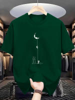 Camiseta De Verano Para Hombre Algodón Puro 100% Estilo Casual Ajuste Suelto Tallas Grandes Con Patrón De La Landing En La Luna Cuello Redondo Manga Corta - details 2