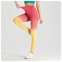 Pantalones De Fitness Para Mujer Con Gradiente Levantamiento De Caderas Talla Alta Secado Rápido Pantalones Largos Para Correr Y Deportes - details 4