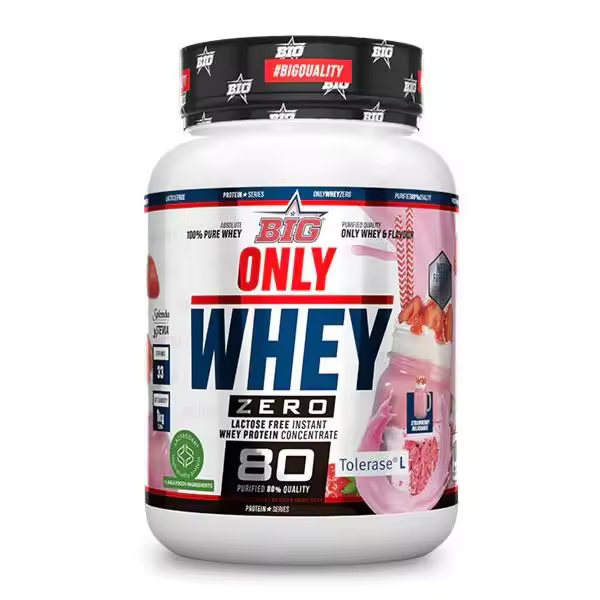 BIG ONLY WHEY ZERO Strawberry Milkshake  ® 1KG - CONCENTRADO DE PROTEÍNA DE SUERO SIN LACTOSA - 1