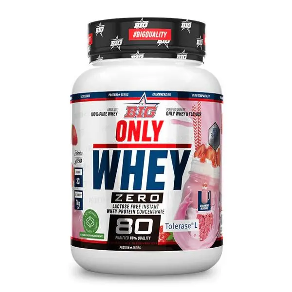 BIG ONLY WHEY ZERO Strawberry Milkshake  ® 1KG - CONCENTRADO DE PROTEÍNA DE SUERO SIN LACTOSA - 1