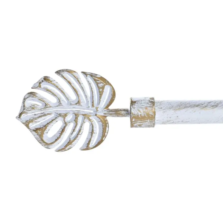 Dcasa Barra de cortina extensible de metal blanca minimalista para dormitorio vintage Hoja de 120-210 cm - 1