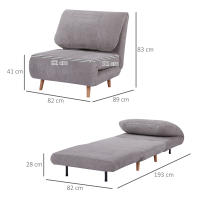 Sofá Cama 2 en 1, sillón Cama, Tapizado, Estilo Moderna, Tecnología, Experiencia inteligente, Ajuste continuo de 15 °-160 °, Colchón plegable ajustable, Cama de invitados, Cama plegable, aspecto de dormitorio de pana, Salón, Gris Claro - details 6