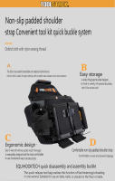 Bolsa De Almacenamiento Para Eléctricos Maestros TOOLSTACK Multifuncional Con Cierre Rápido Gran Capacidad Mochila De Hombro Y Cinturón Resistente Al Agua Bolsa De Herramientas - details 2