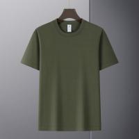 Camiseta De Algodón Puro Para Hombre Con Mangas Cortas Cuello Redondo Estilo Suelto De Hombro Para El Verano - details 2