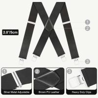Suspenders Para Hombres Clásicos De Alta Resistencia 2 Pulgadas Anchos Clips Fuertes X-Back Ajustables Elasticos Para Trabajo - details 3