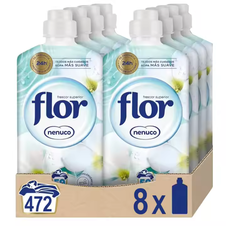 PACK de 8 - Suavizante FLOR para la ropa aroma Nenuco 8 botellas, 472 dosis - 1
