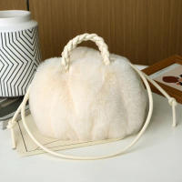 Bolso De Hombro Para Mujer Con Diseño De Calabaza De Peluche Falso Moda Nube Plisada Bolsa De Mano Con Cierre Hasp - details 3