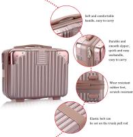 Estuche de viaje para maquillaje, Bolsa organizadora de cosméticos carcasa rígida con banda elástica, color Dorado y Rosa - details 2