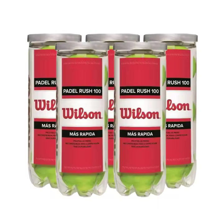 Wilson Rush 100 - Lote Pack 5 Botes, 15 Pelotas Padel, Color Amarillo, Menos Presión, Bote con Tapa, Más Duración - 1