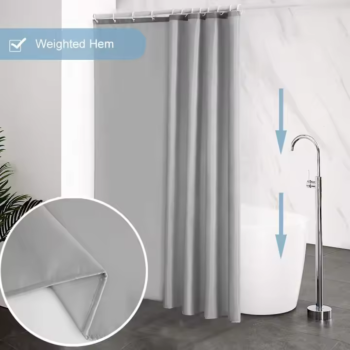 Cortina de ducha beige, gris y negra, 180 x 180 cm, resistente al agua y al moho, elegante decoración para el baño. - 1
