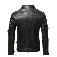 Chaqueta De Cuero PU Vintage Con Cremalleras Multiseguros Y Borla Para Motociclista Chaqueta De Cuero Con Bolsillos Para Hombre Estilo Punk - details 2