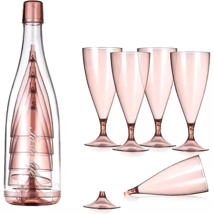 Copas de vino de plástico desmontables, Copas de champán para picnic de 200 ml, resistentes al calor e irrompibles - 1